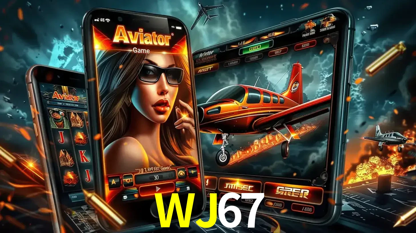 O popular jogo de apostas Aviator exibido em vários celulares e tablets, mostrando a interface emocionante e a ação de voo disponíveis para jogar agora no WJ67.