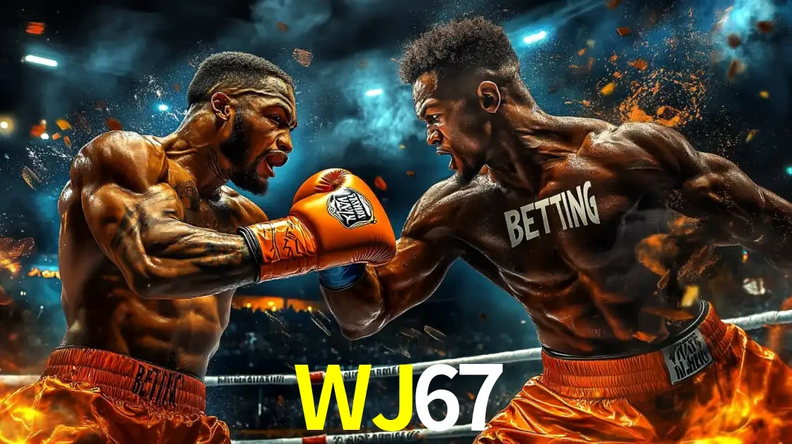 Dois boxeadores em uma luta intensa e explosiva, representando a adrenalina e as oportunidades de apostas em esportes de combate disponíveis na plataforma WJ67.