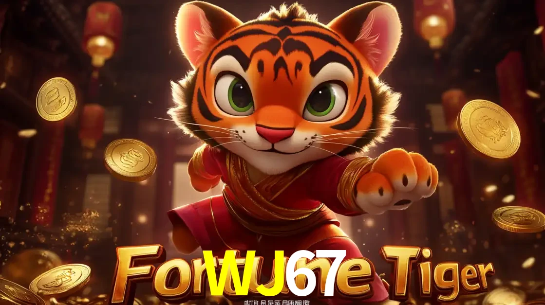 O carismático mascote do jogo de slot Fortune Tiger, um tigre fofo em pose de artes marciais, pronto para trazer sorte e multiplicadores de ganhos no cassino online WJ67.