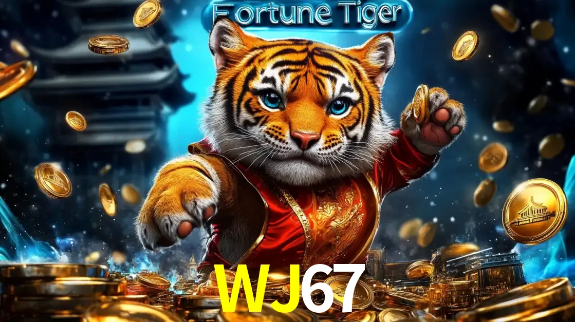 Imagem promocional do jogo de slot Fortune Tiger, com um tigre majestoso em traje tradicional cercado por uma fortuna em moedas de ouro, disponível agora no cassino WJ67.