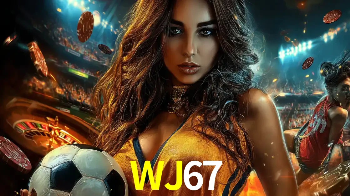 Mulher segurando uma bola de futebol em uma montagem que mistura a paixão esportiva com a emoção da roleta de cassino, tudo disponível na plataforma WJ67.